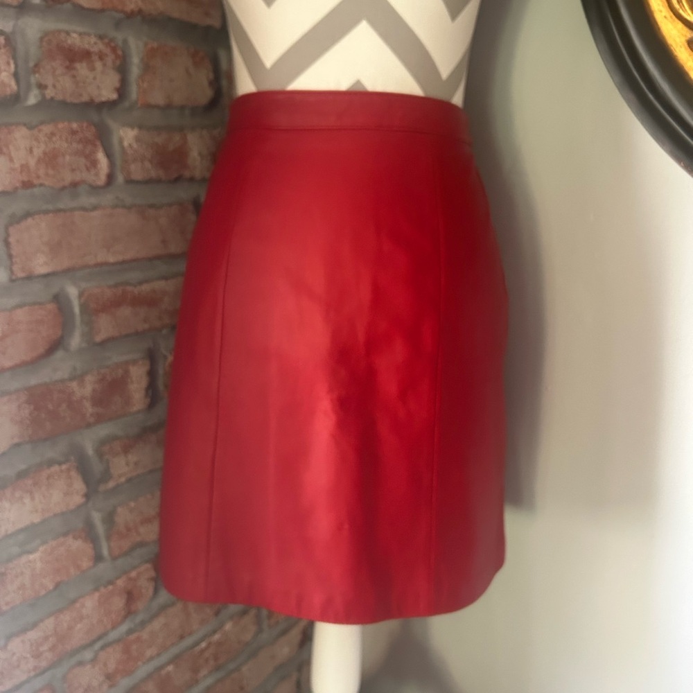 Vintage Red 100% Leather Skirt